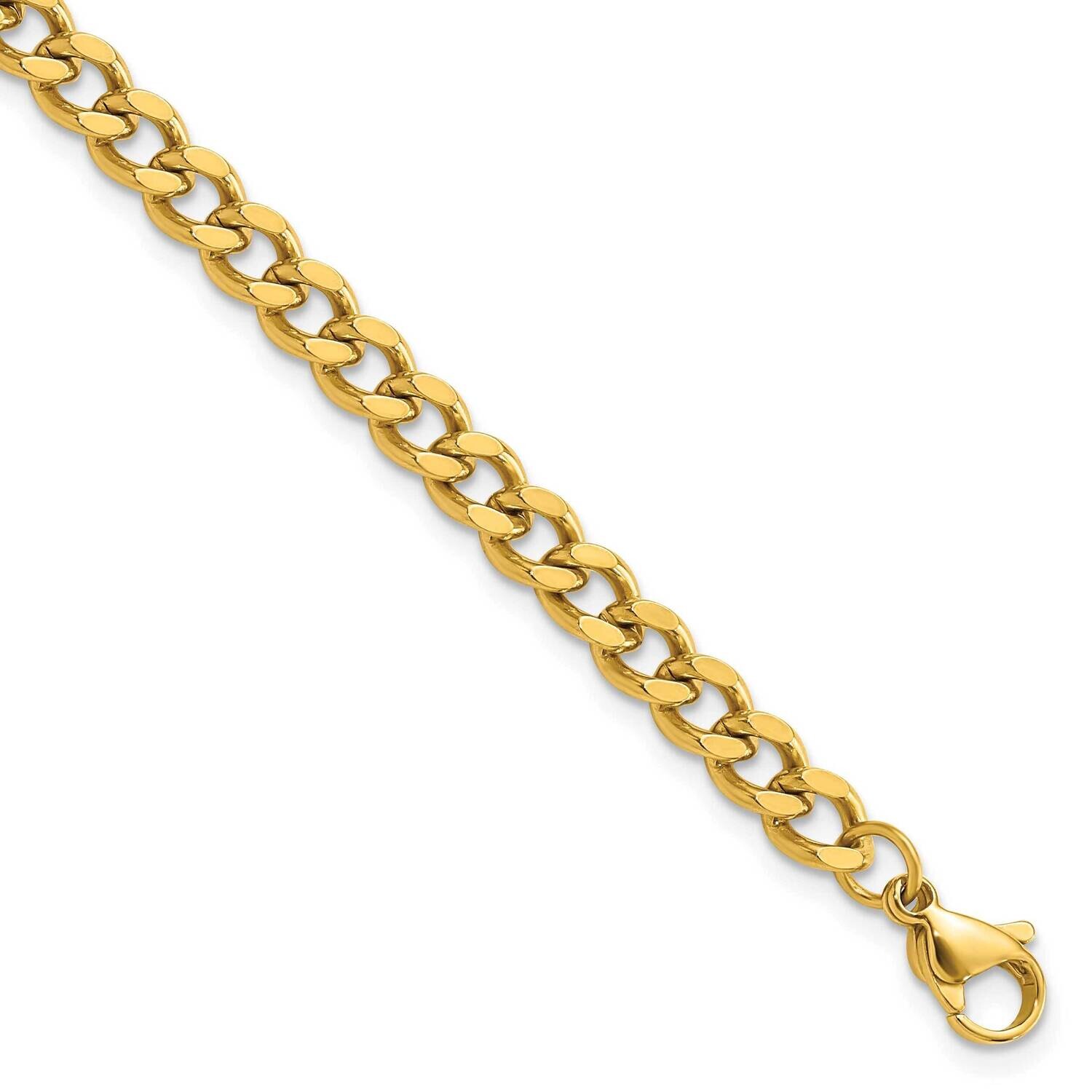 Chisel Polished Yellow Ip-Plated 5mm 8.5 Inch Curb Chain Bracelet Stainless Steel SRB3046-8.5
