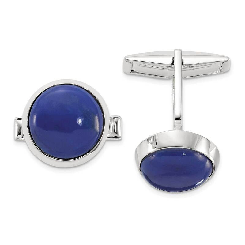 Round Lapis Cuff Links Sterling Silver Polished QQ653