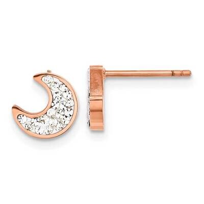 Chisel Polished Rose Ip-Plated Preciosa Crystal Half Moon Post Earrings Stainless Steel SRE1586 by …