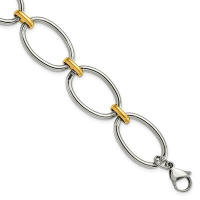 Chisel Polished Yellow Ip-Plated Open Link 7.5 Inch Bracelet 1 Inch Extension Stainless Steel SRB30…