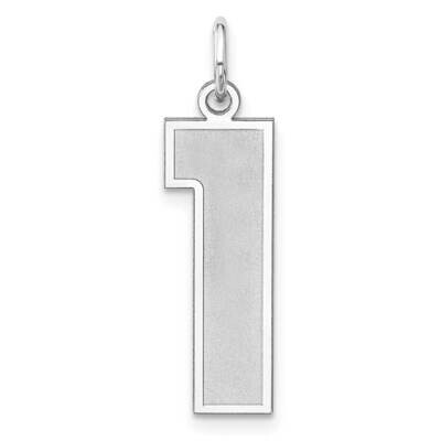 Satin Number 1 Charm Sterling Silver Rhodium-Plated QPXP01, MPN: QPXP01,