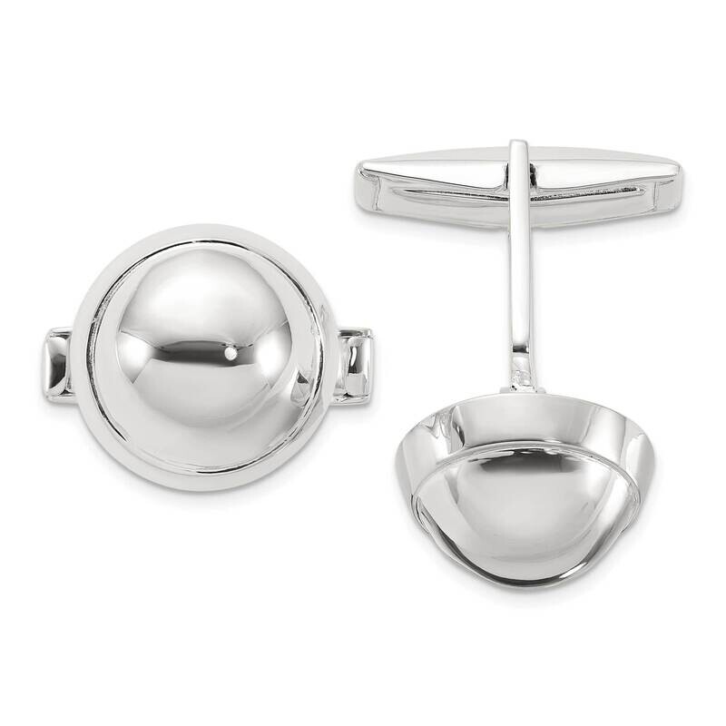 Round Domed Cuff Links Sterling Silver Polished QQ632