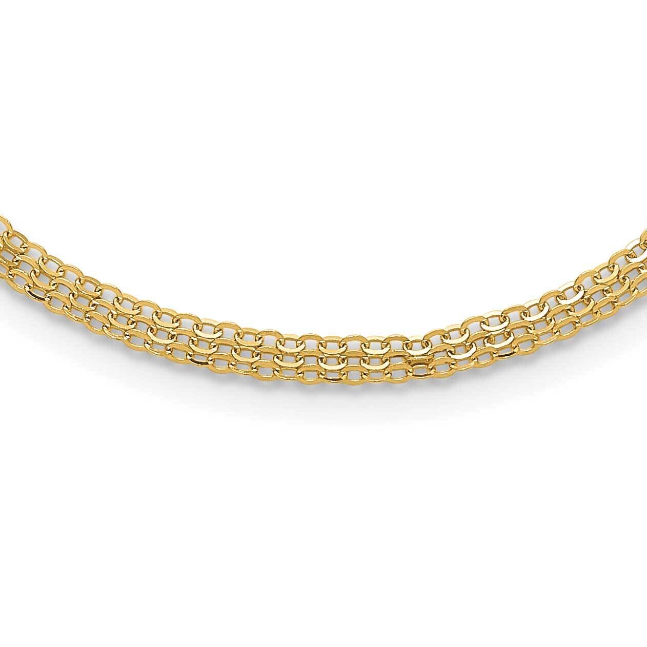 Fancy Triple Cable Chain Necklace 18 Inch 14k Polished Gold SF2998-18, MPN: SF2998-18,