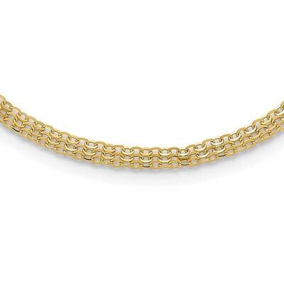 Fancy Triple Cable Chain Necklace 18 Inch 14k Polished Gold SF2998-18, MPN: SF2998-18,