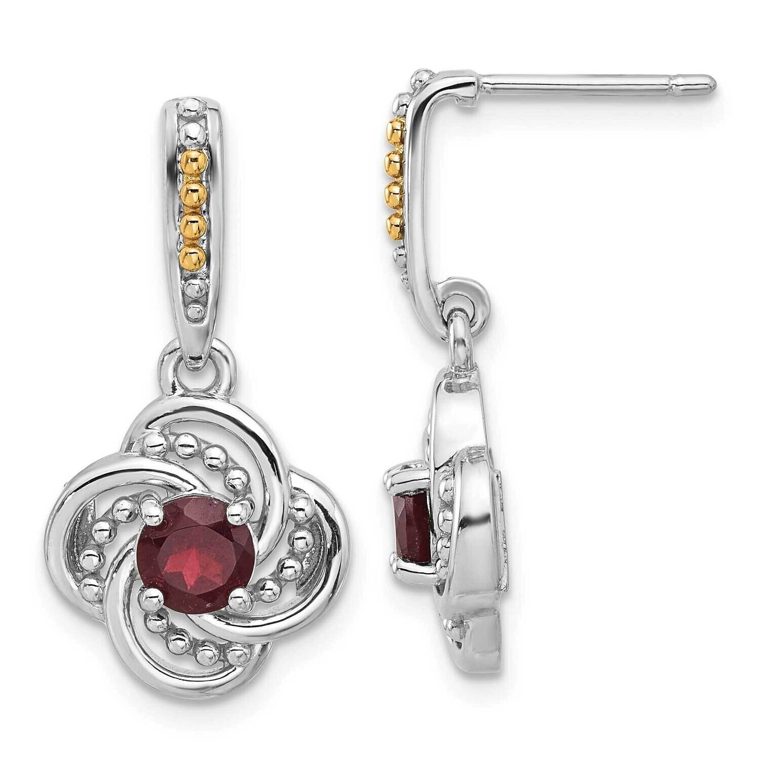 Shey Couture 14K Accent Garnet Dangle Post Earrings Sterling Silver Rhodium-Plated QTC1822, MPN: QT…