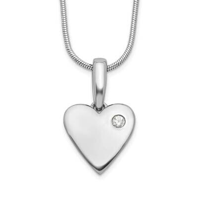 White Ice 18 Inch Diamond Heart Necklace 2 Inch Extender Sterling Silver Rhodium-Plated QW536-18, M…