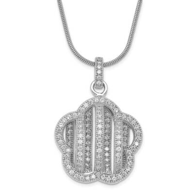 &amp; CZ Brilliant Embers Flower 2 Inch Extension Necklace Sterling Silver QMP883-18, MPN: QMP883-18, 8…