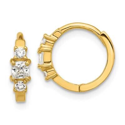 Madi K Polished CZ Hinged Huggie Hoop Earrings 14k Gold SE3065, MPN: SE3065,