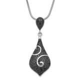 &amp; Black CZ Fancy Brilliant Embers 2 Inch Extension Necklace Sterling Silver QMP786-18, MPN: QMP786-…