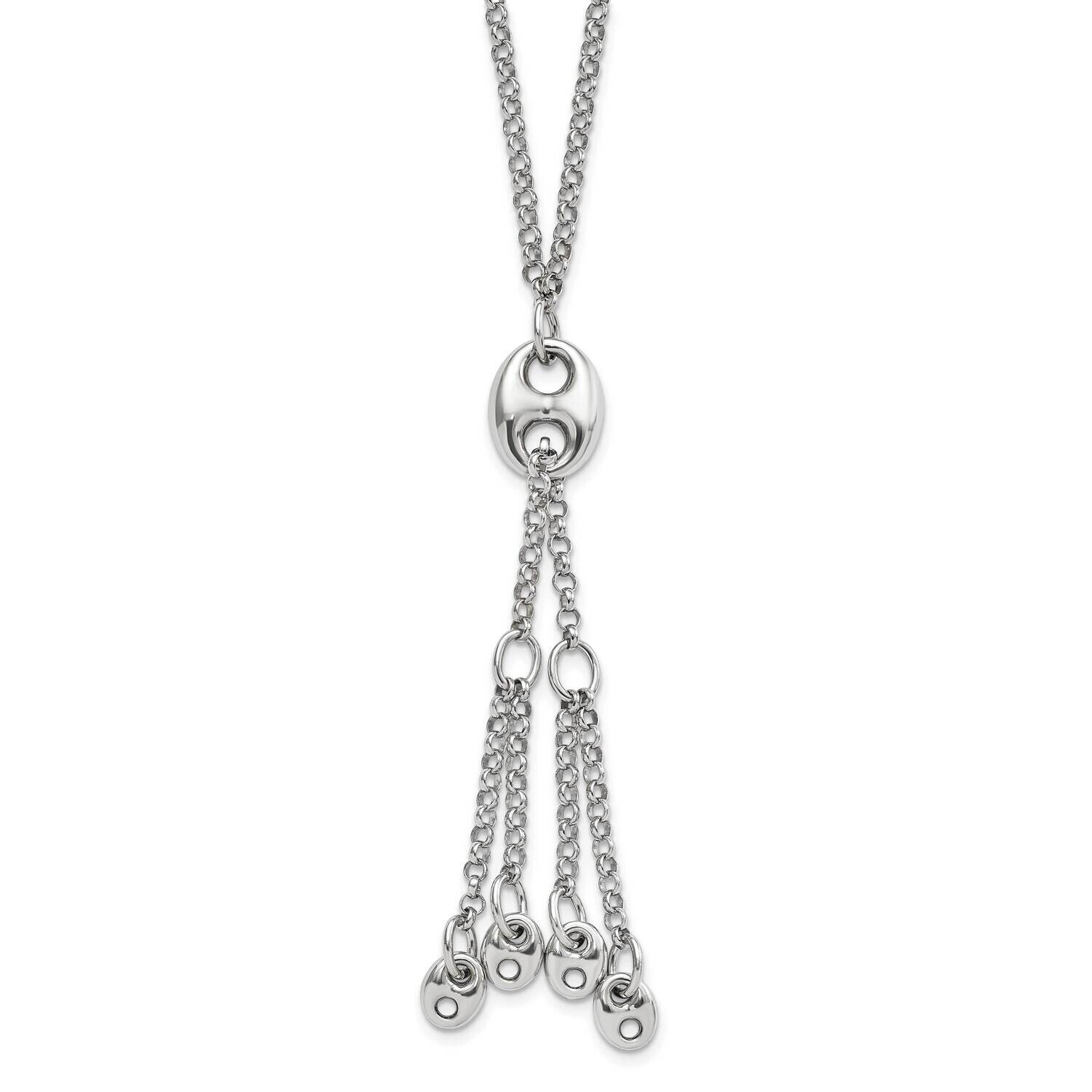Fancy Link Drop Necklace Sterling Silver QV367, MPN: QV367, 191101676826