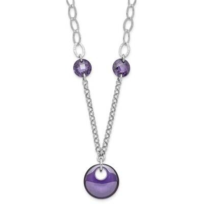 Purple CZ Fancy Necklace Sterling Silver QPRF128-21, MPN: QPRF128-21, 883957768175