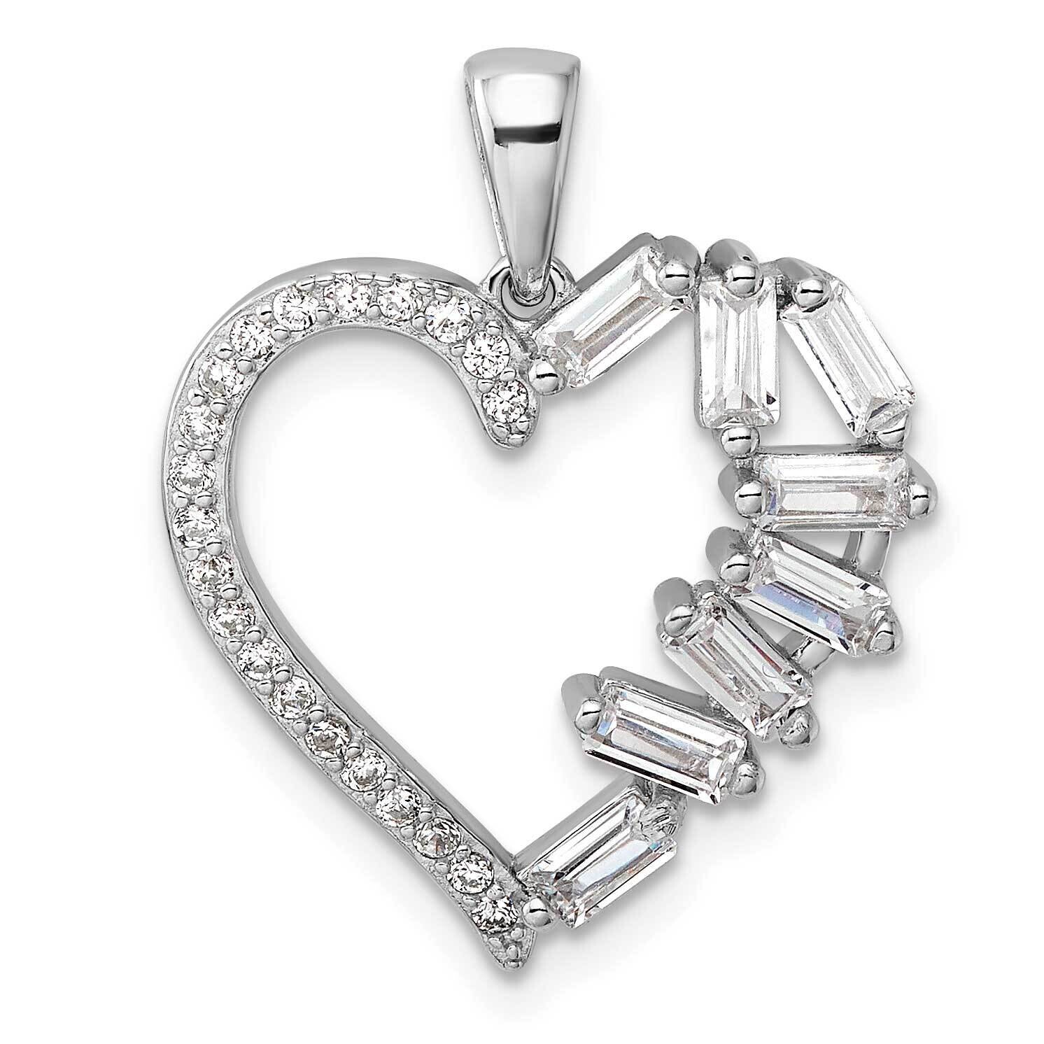 CZ Heart Pendant Sterling Silver Rhodium-Plated QP5778, MPN: QP5778,