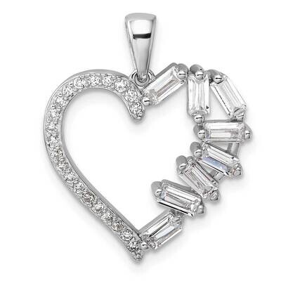CZ Heart Pendant Sterling Silver Rhodium-Plated QP5778, MPN: QP5778,