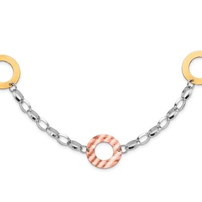 Gold-Tone &amp; Rose-Tone Rhodium Circles Necklace Sterling Silver QPRF134-22, MPN: QPRF134-22, 8839577…
