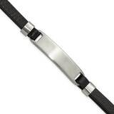 Chisel Brushed Black Leather 8 Inch Id Bracelet .5 Inch Extension Stainless Steel SRB3148-8 by Chis…