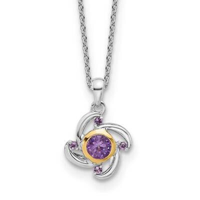 Shey Couture 14K Accent .55Amethyst .06Pink Quartz 18 Inch Necklace Sterling Silver Rhodium-Plated …