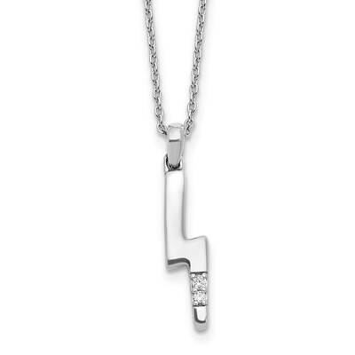 Rh Plated White Ice Diamond Lightning Bolt 2 Inch Extension Necklace Sterling Silver QW547-18, MPN:…
