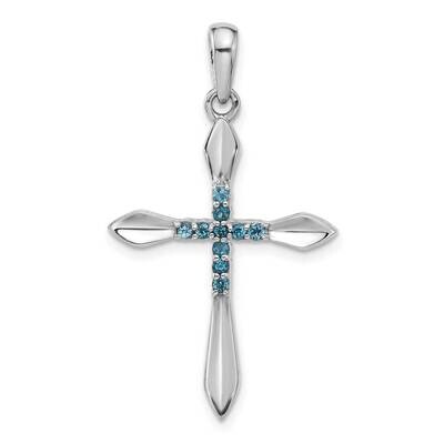 London Blue Topaz Cross Pendant Sterling Silver Rhodium-Plated QP5878BT, MPN: QP5878BT,