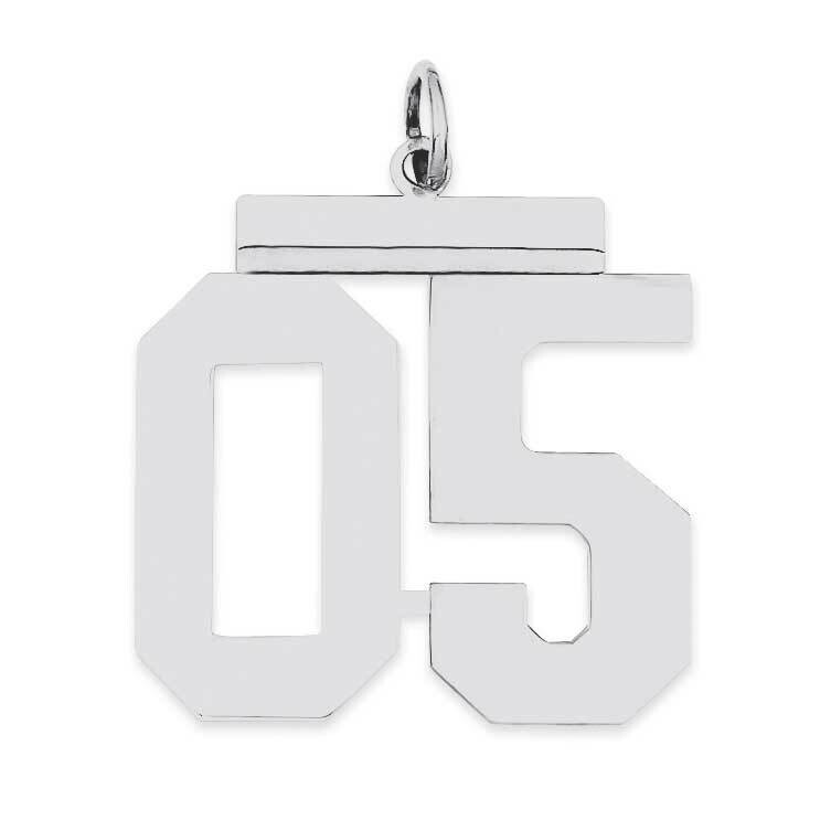 Large Polished Number 5 Top Sterling Silver QPL05T, MPN: QPL05T,