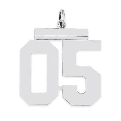 Large Polished Number 5 Top Sterling Silver QPL05T, MPN: QPL05T,