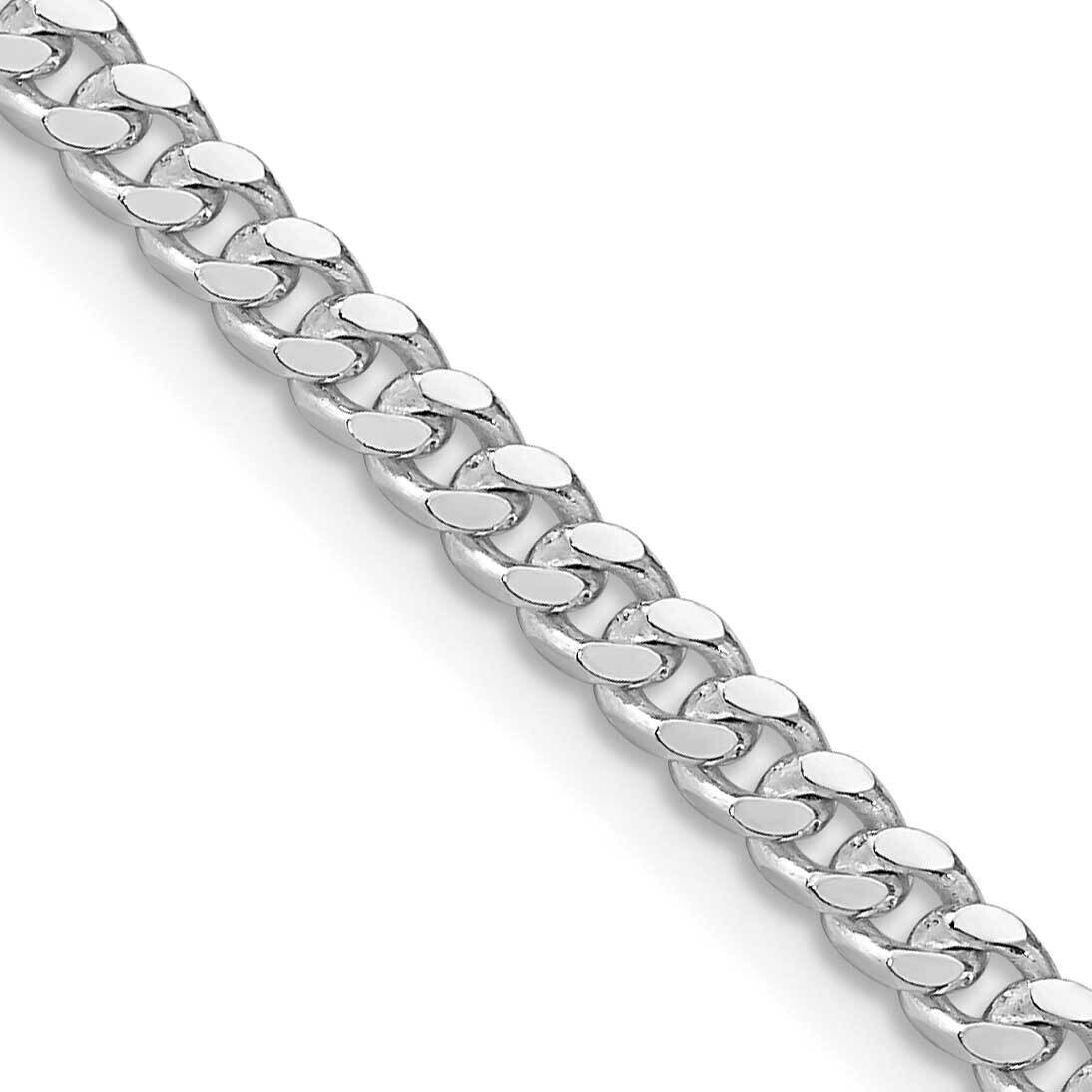 3.25mm Domed Curb Chain 20 Inch Sterling Silver Rhodium-Plated QRC100R-20