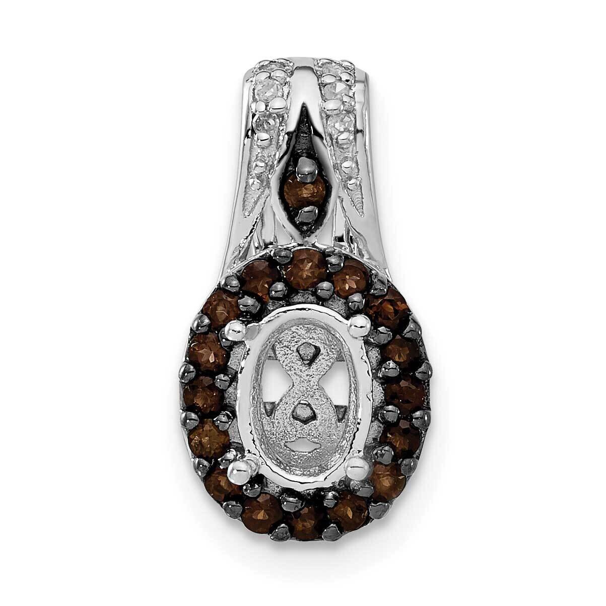 Diamond Smoky Quartz Semi-Mount Gemstone Pendant Sterling Silver QP2265, MPN: QP2265,