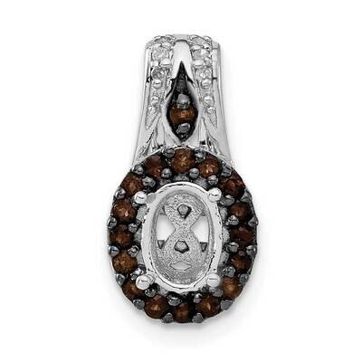 Diamond Smoky Quartz Semi-Mount Gemstone Pendant Sterling Silver QP2265, MPN: QP2265,