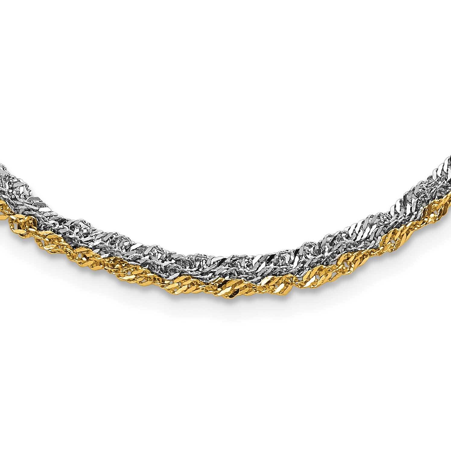 Polished & Yellow Ip-Plated MultistrNecklace Stainless Steel SRN1275-17.5