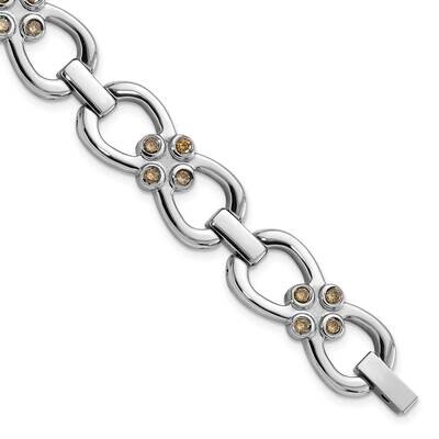 Polished Brown CZ Fancy Link Bracelet 7.75 Inch Stainless Steel SRB590-7.75 by Chisel, MPN: SRB590-…
