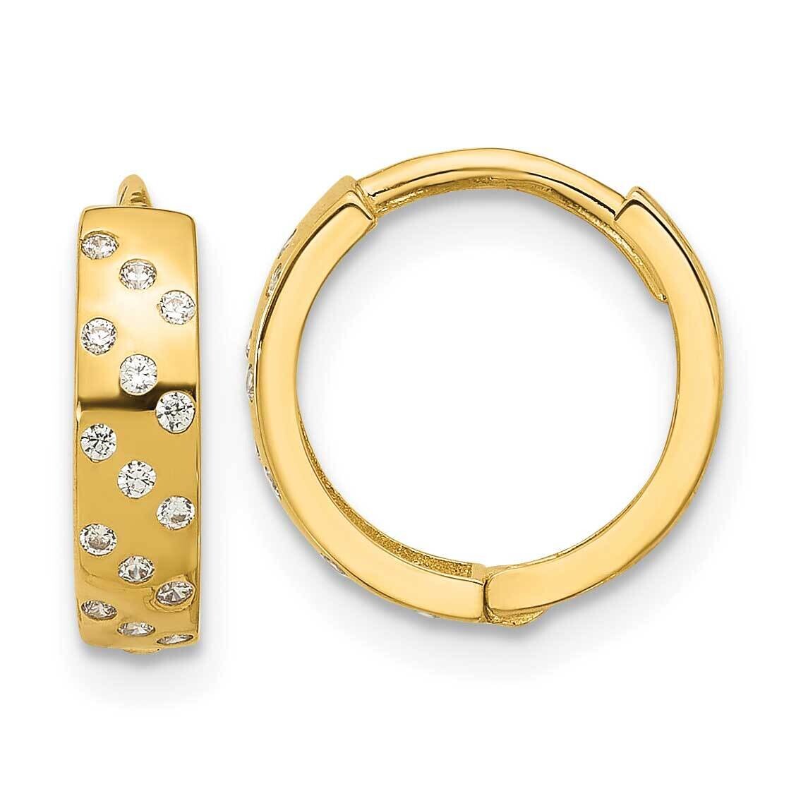 Madi K Polished CZ Hinged Huggie Hoop Earrings 14k Gold SE3066
