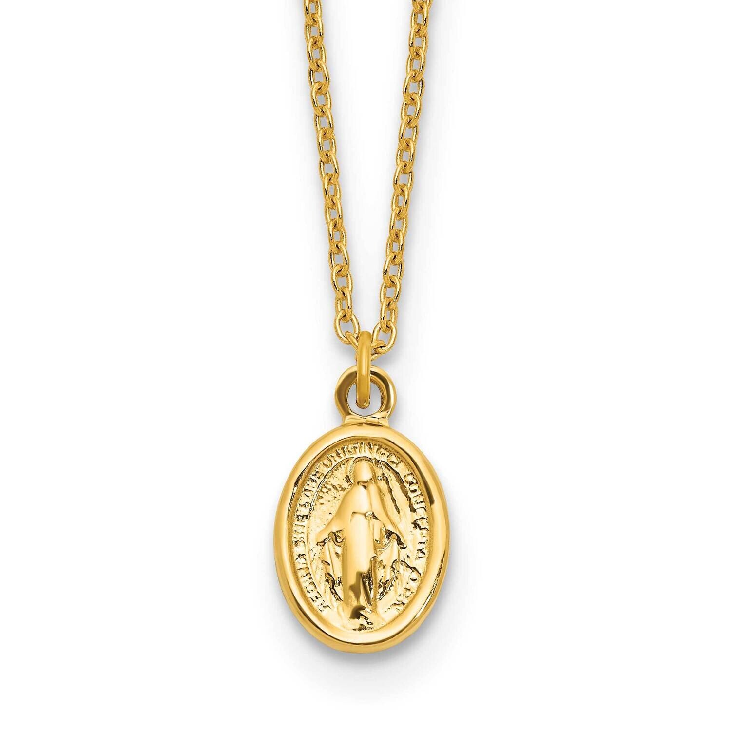 Miraculous Medal 17 Inch 1 Inch Extension Necklace 14k Polished Gold SF3058-17