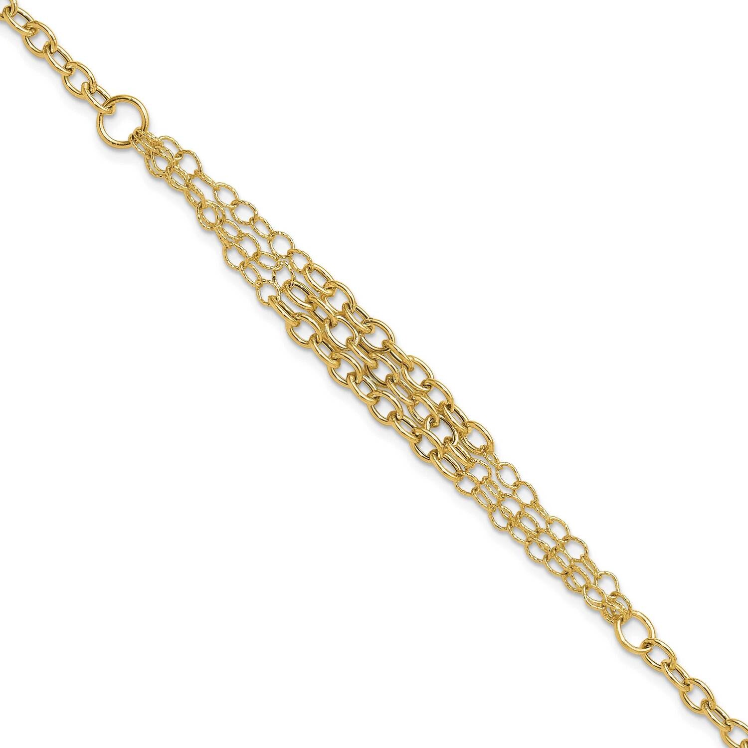 Textured 3 Layer Fancy .5 Inch Extender Bracelet 14k Polished Gold SF3028-7.5, MPN: SF3028-7.5,