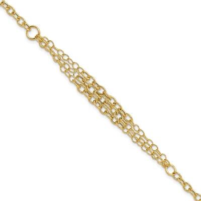 Textured 3 Layer Fancy .5 Inch Extender Bracelet 14k Polished Gold SF3028-7.5, MPN: SF3028-7.5,