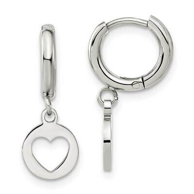 Chisel Polished Cut Out Heart Dangle Hoop Earrings Stainless Steel SRE1616 by Chisel, MPN: SRE1616,…