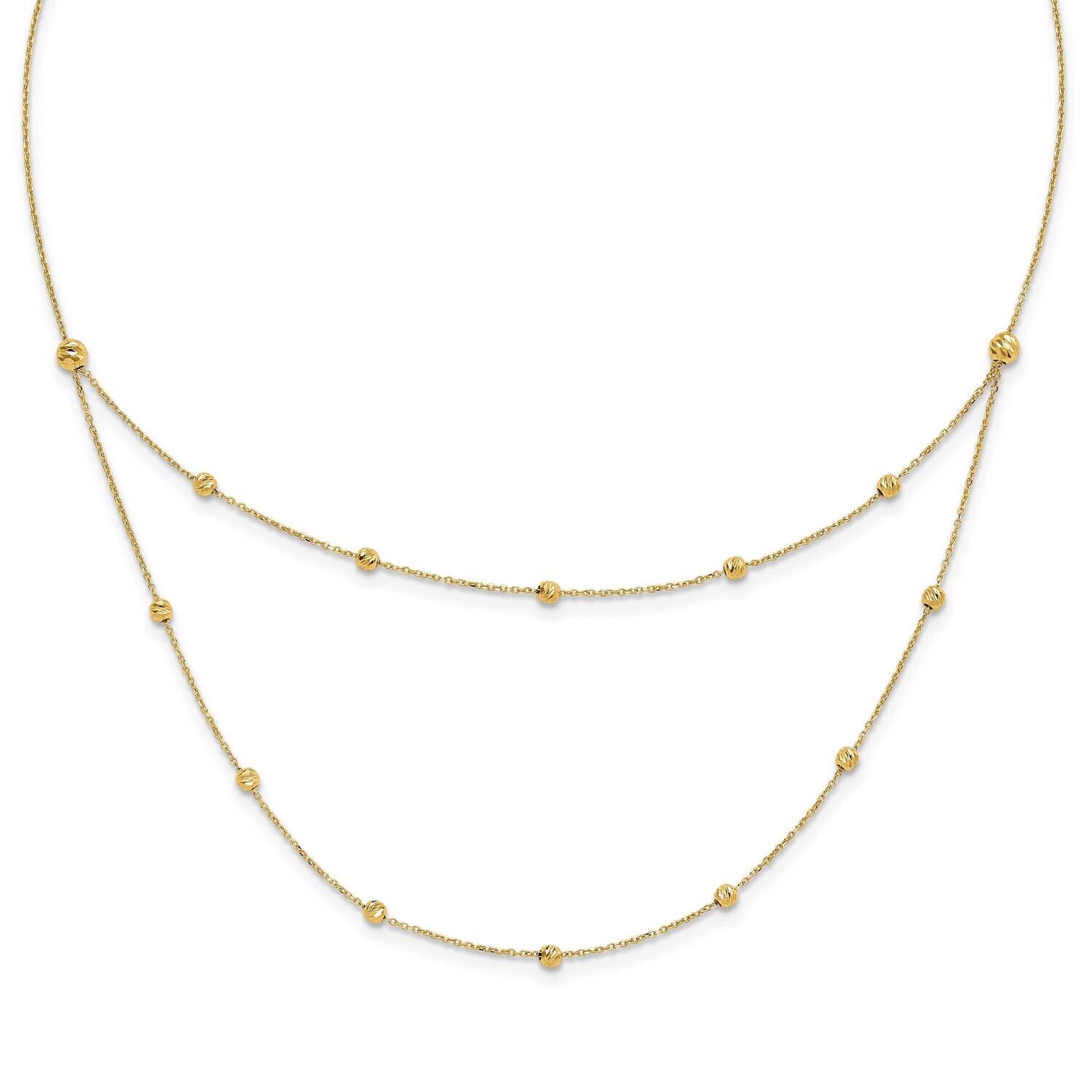 Diamond-Cut Beaded Layered 16 Inch 2 Inch Extender Necklace 14k Polished Gold SF3034-16, MPN: SF303…