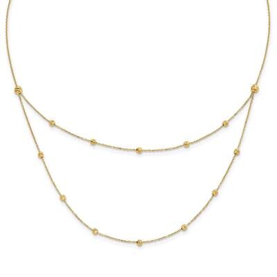 Diamond-Cut Beaded Layered 16 Inch 2 Inch Extender Necklace 14k Polished Gold SF3034-16, MPN: SF303…