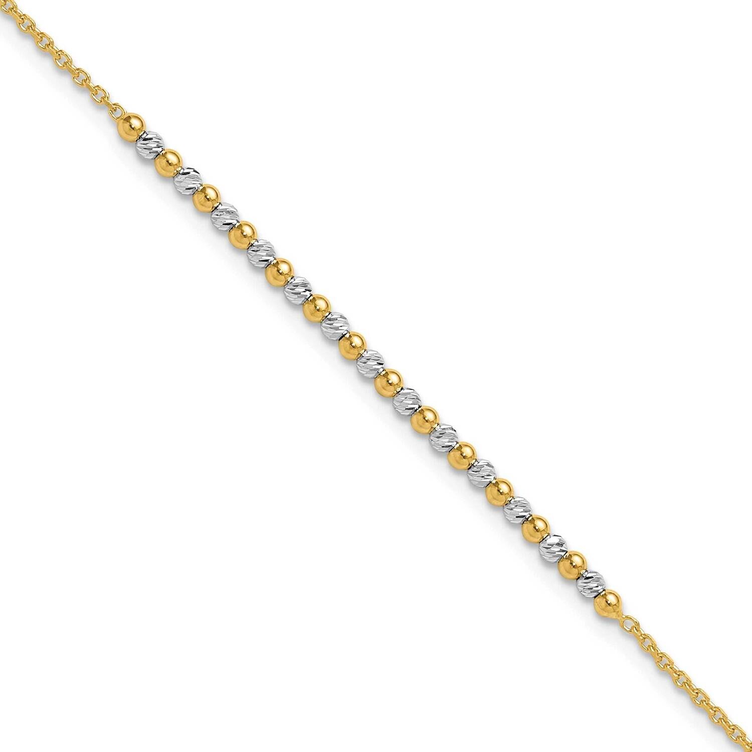 Diamond-Cut Beaded 7.5 Inch Bracelet 14k Two-Tone Gold SF3030-7.5, MPN: SF3030-7.5, 196904148945