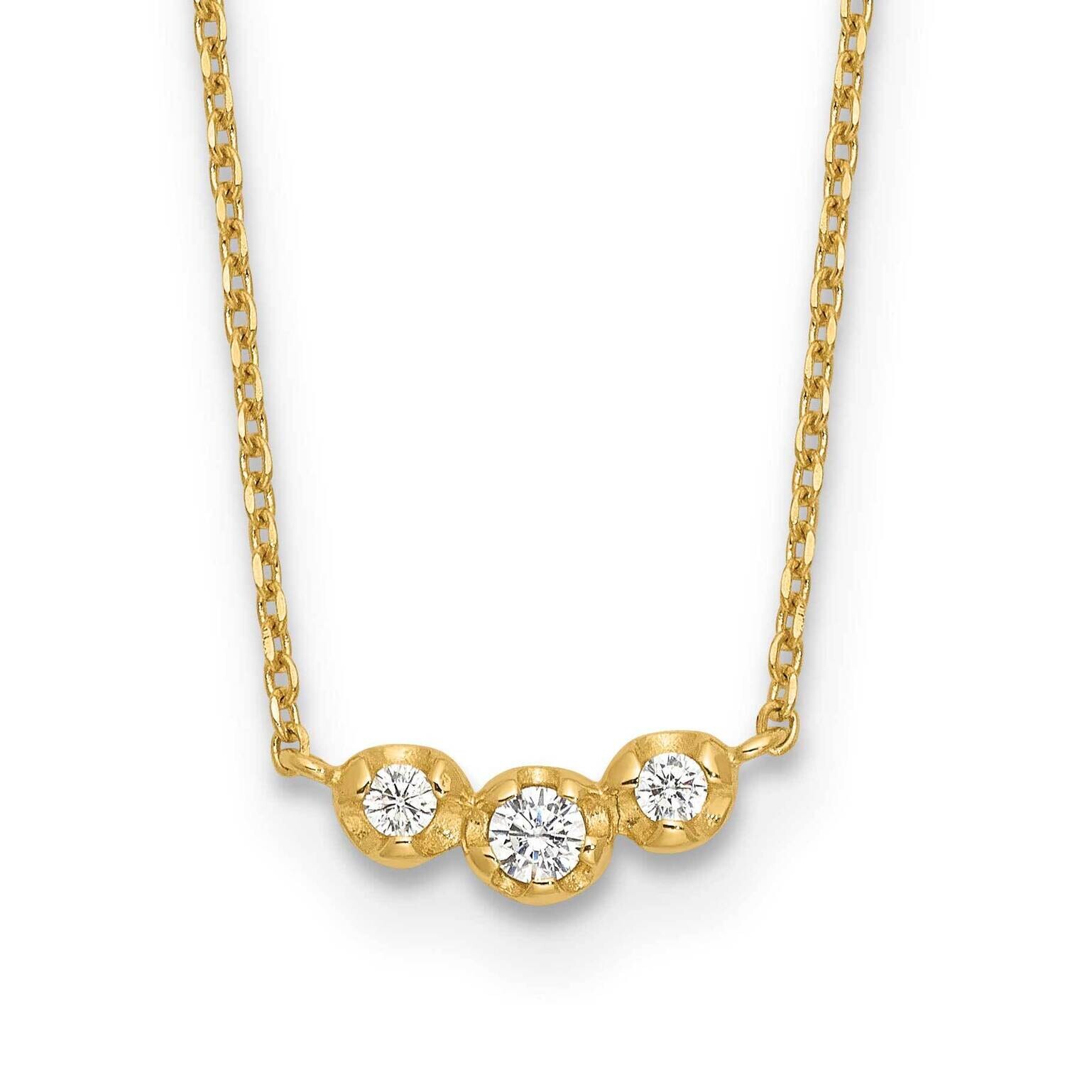 3 Stone CZ 18 Inch 2 Inch Extender Necklace 14k Polished Gold SF3063-18, MPN: SF3063-18,