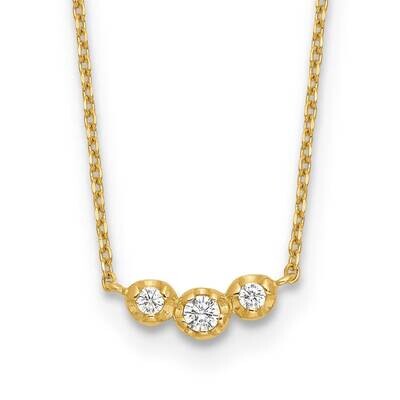 3 Stone CZ 18 Inch 2 Inch Extender Necklace 14k Polished Gold SF3063-18, MPN: SF3063-18,