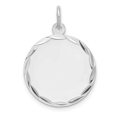 Rhod-Plated Eng. Rnd Polish Front Back Disc Charm Sterling Silver QM543/18P, MPN: QM543/18P,