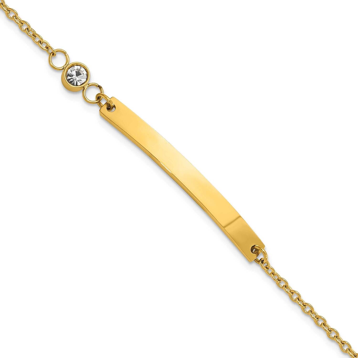 Chisel Polished Yellow Ip-Plated Crystal 6.75 Inch Id Bracelet 1 Inch Extension Stainless Steel SRB…
