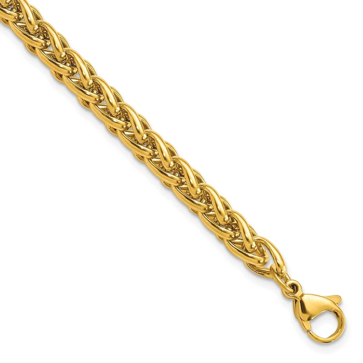Chisel Polished Yellow Ip-Plated 6mm 8.5 Inch Spiga Chain Bracelet Stainless Steel SRB3045-8.5 by C…