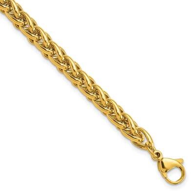 Chisel Polished Yellow Ip-Plated 6mm 8.5 Inch Spiga Chain Bracelet Stainless Steel SRB3045-8.5 by C…