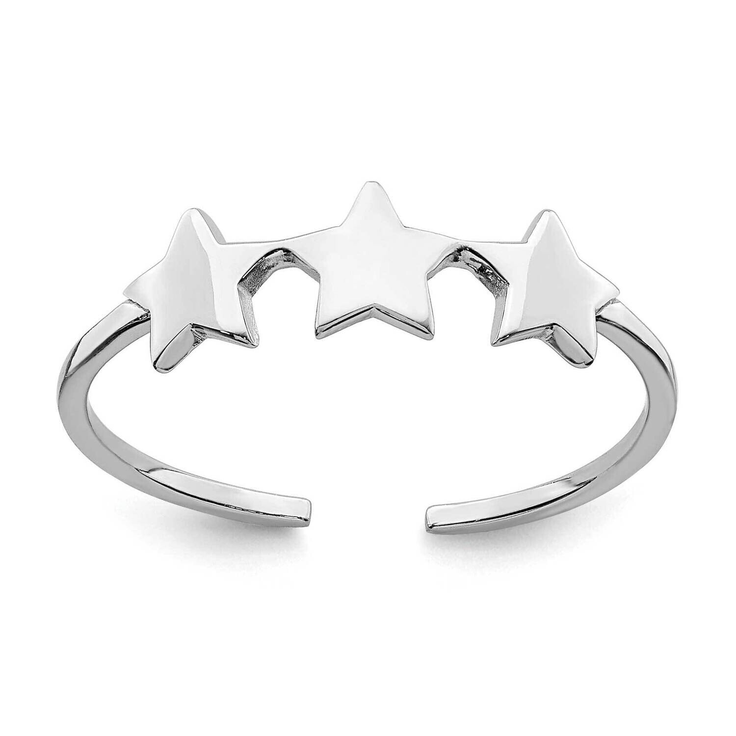 Rhodium Plated Stars Adjustable Ring Sterling Silver QR7182