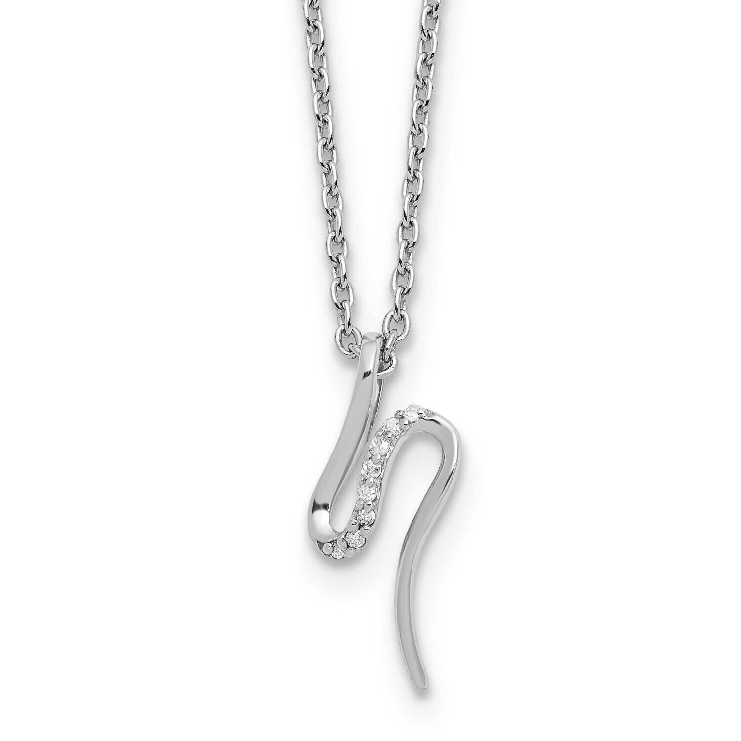 Rh Plated White Ice .03Ct. Diamond 2 Inch Extension Necklace Sterling Silver QW545-18, MPN: QW545-1…