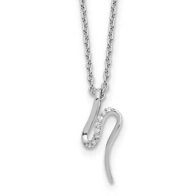 Rh Plated White Ice .03Ct. Diamond 2 Inch Extension Necklace Sterling Silver QW545-18, MPN: QW545-1…