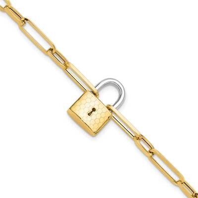 Fancy Link Lock Bracelet 7.5 Inch 14k Two-Tone Gold SF2972-7.5, MPN: SF2972-7.5, 196904101117