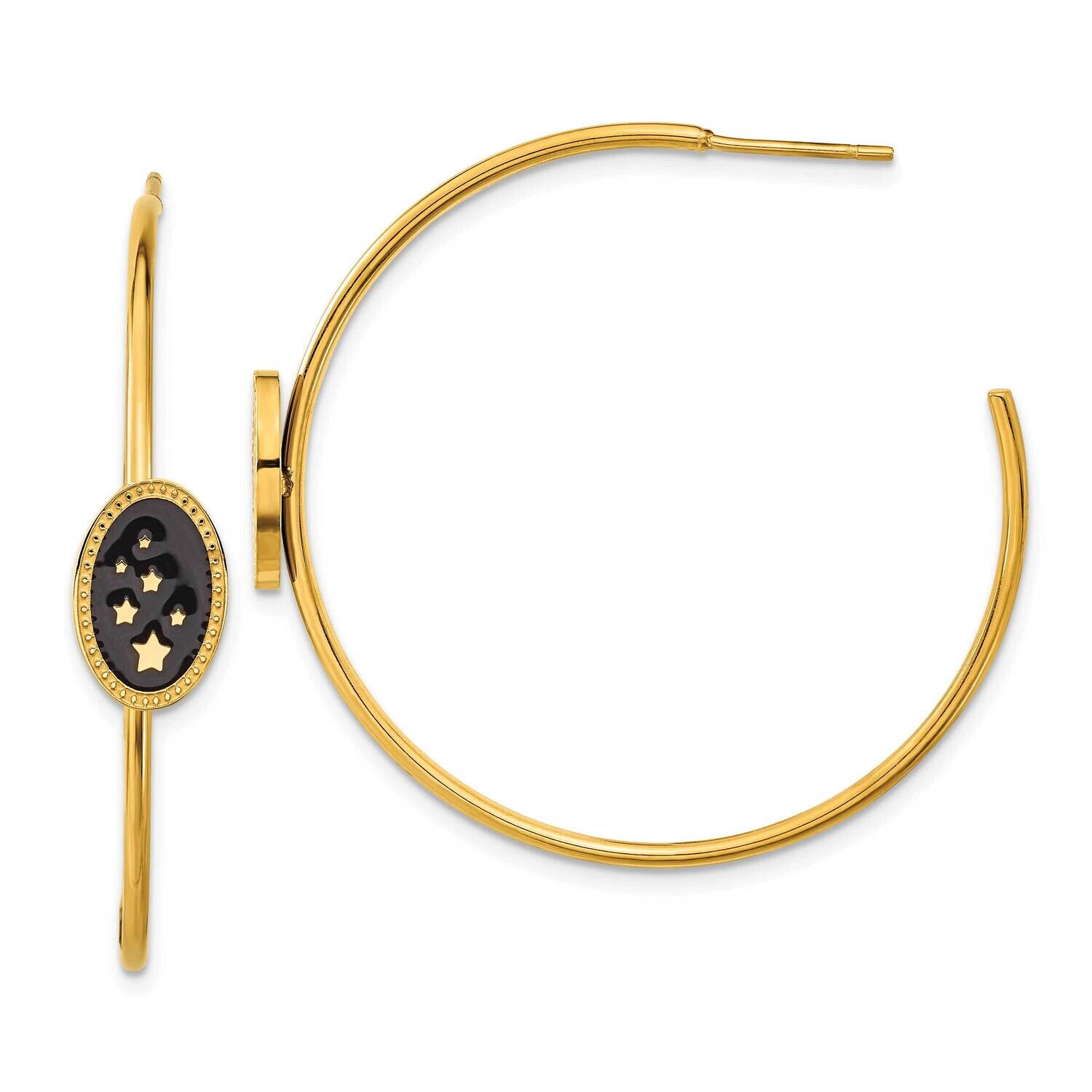 Chisel Polished Yellow Ip-Plated Enameled Stars Post Hoop Earrings Stainless Steel SRE1629 by Chise…