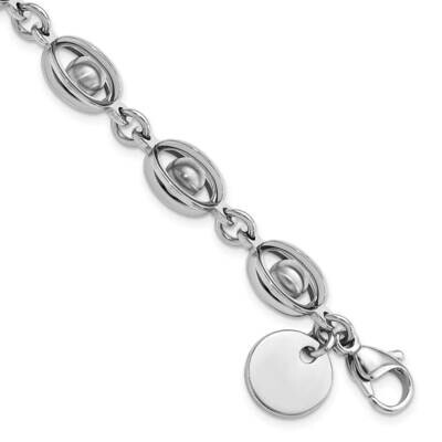 Polished &amp; Satin Oval Moveable Ball Bracelet 8 Inch Stainless Steel SRB1217-8 by Chisel, MPN: SRB12…