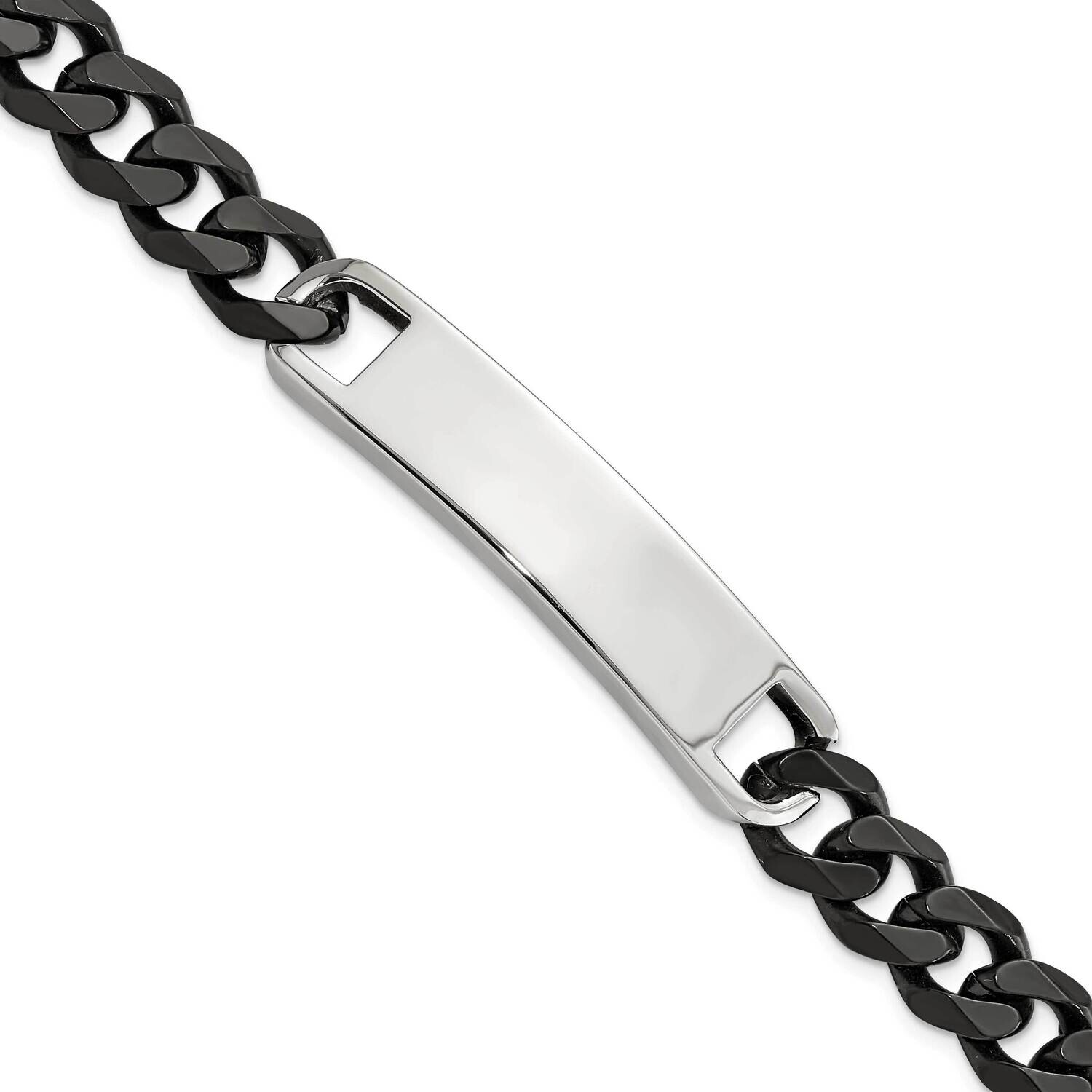Chisel Polished Black Ip-Plated Curb Chain 8.5 Inch Id Bracelet Stainless Steel SRB3087-8.5 by Chis…